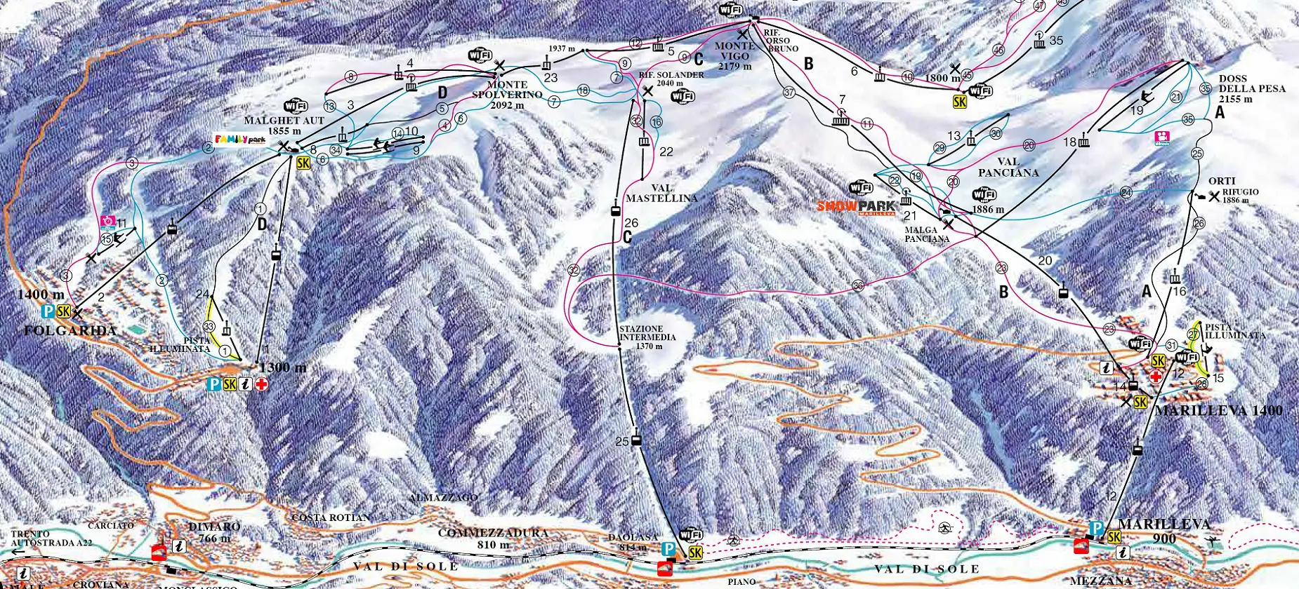 Folgarida-Marilleva Piste Map