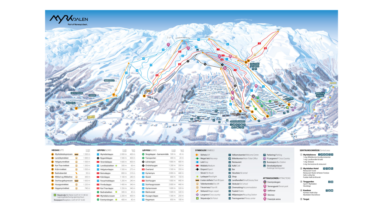 Trail map Myrkdalen Mountain Resort Season 2025/2026