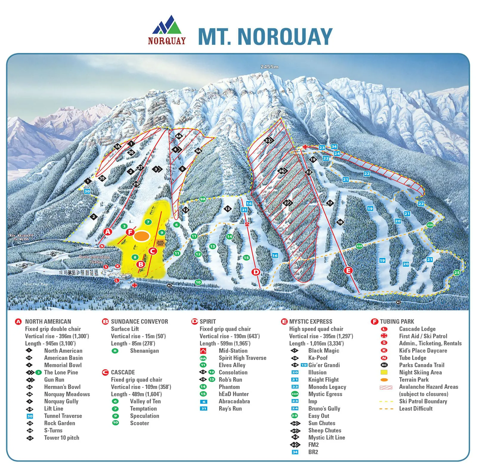 Mt Norquay, Banff - Piste Map
