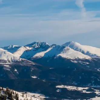 Ski slope in winter at Lungau Grosseck-Speiereck resort, Mauterndorf and S.Martin area, Austria.