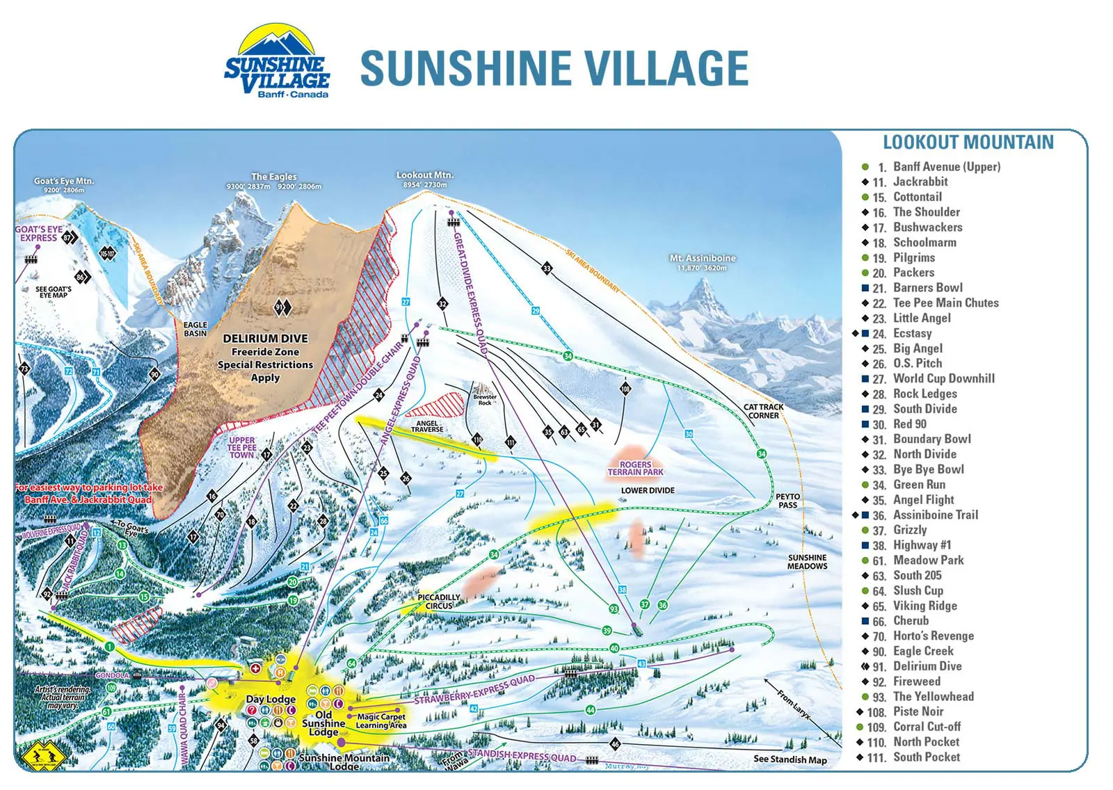 Sunshine Village, Banff - Piste Map