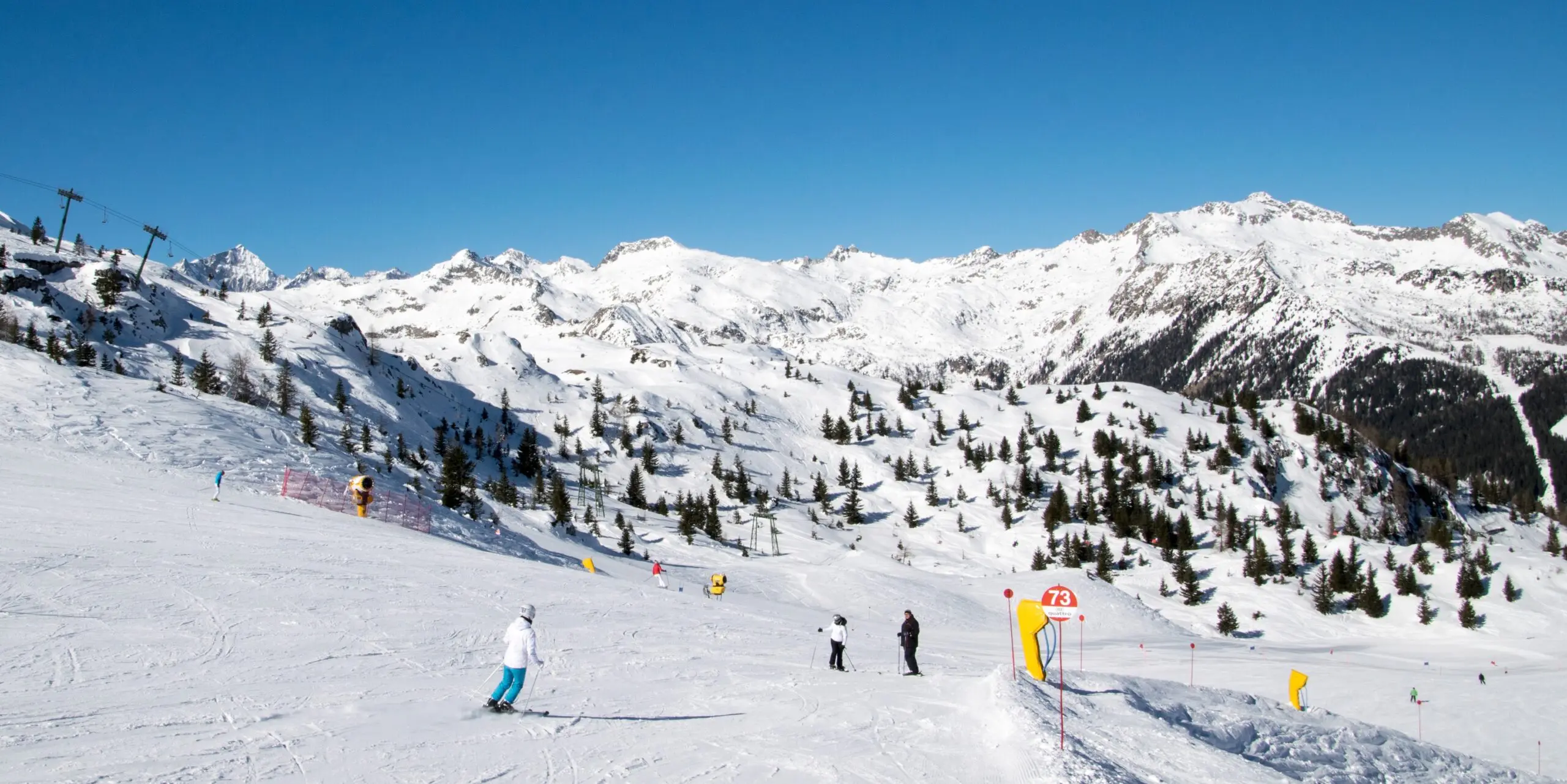 Ski slopes of Madonna di Campiglio. Alpine Ski resort of Trentino Alto Adige into Dolomiti di Brenta Park.