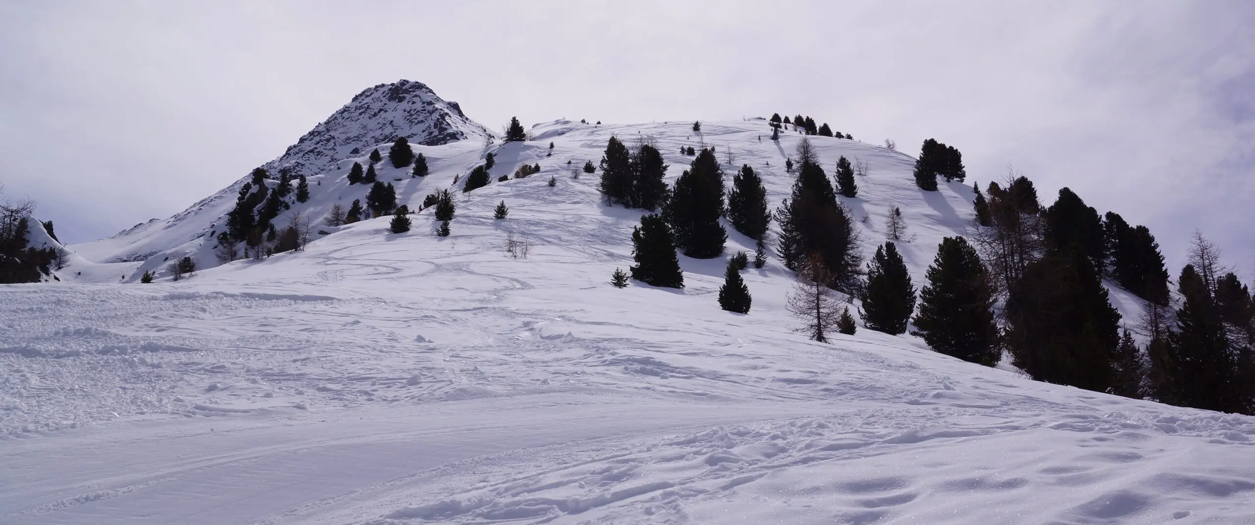 Panoramic view of mountains and pistes at Pila Ski resort, Aosta Valley (Italy)