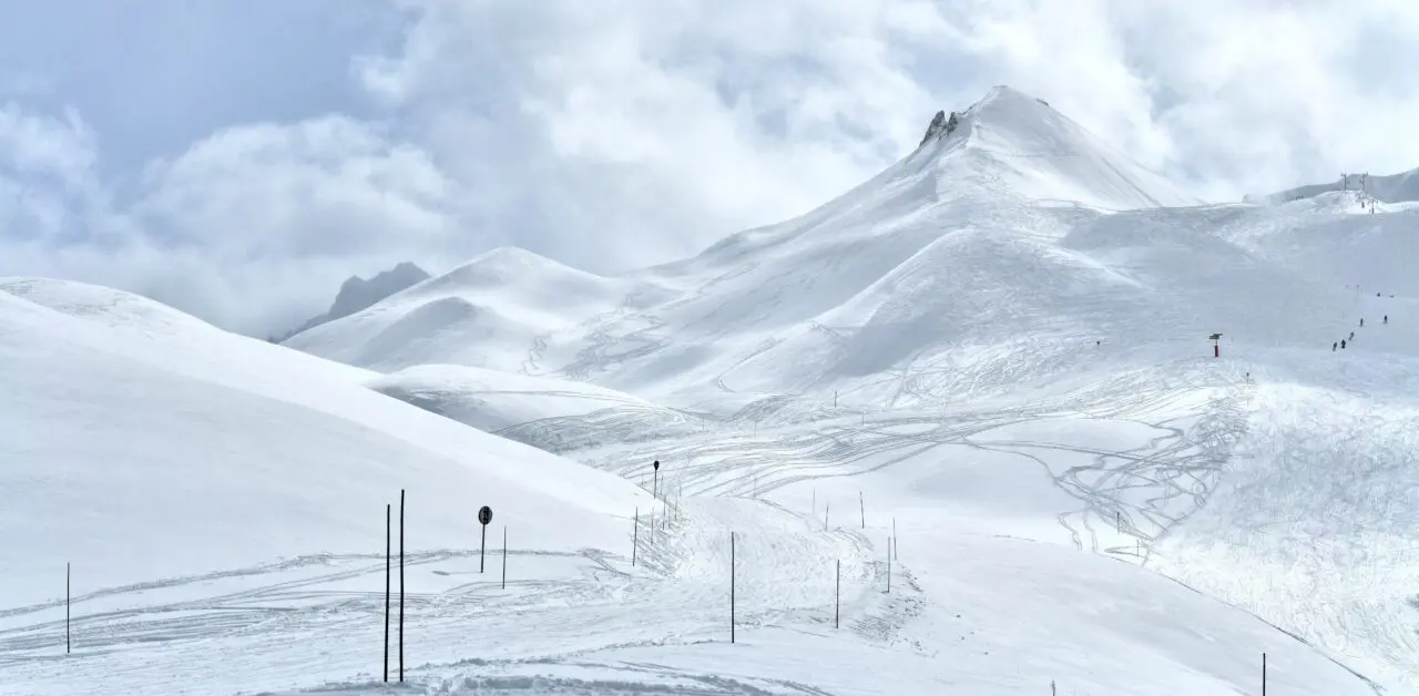 Majestic Courchevel ski resort slopes by winter