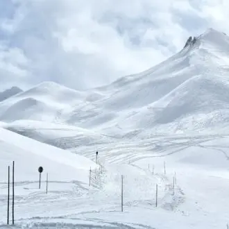 Majestic Courchevel ski resort slopes by winter