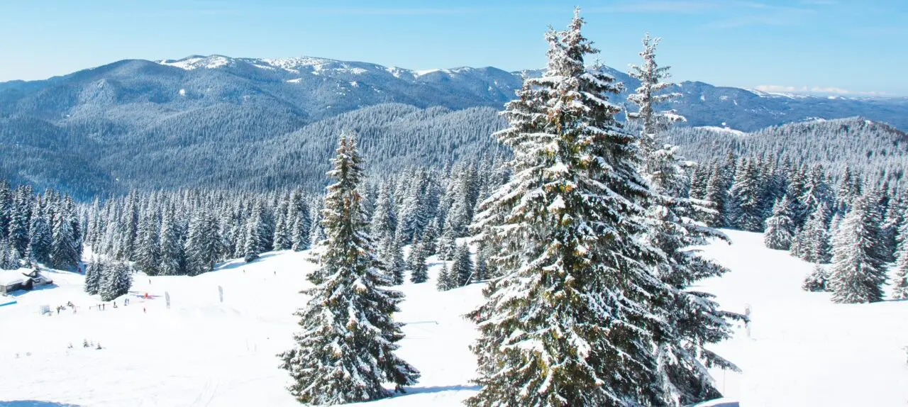 Ski resort Pamporovo in the Rhodopes mountaines, Pamporovo, Bulgaria.
