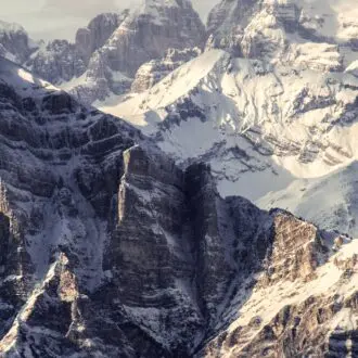 Snow covered peaks during winter in Folgaria, Italy